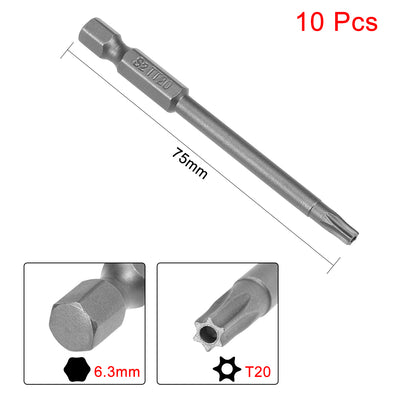Harfington Uxcell S2 1/4" Hex Magnetic Torx Head Screwdriver Bits