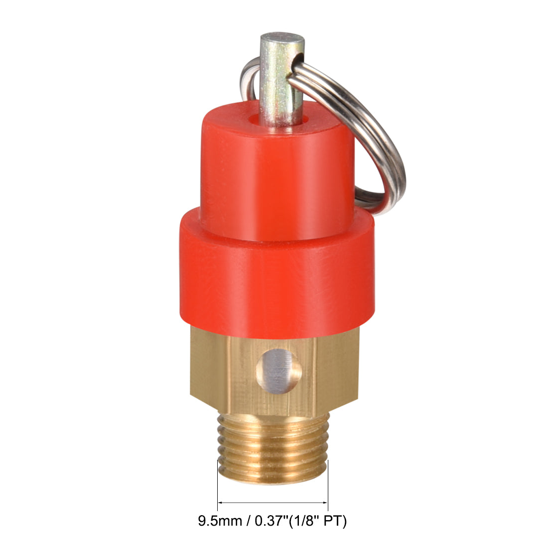 uxcell Uxcell 1/8" Thread Pressure Relief Valve for Air Compressor Red Gold Tone w Split Ring