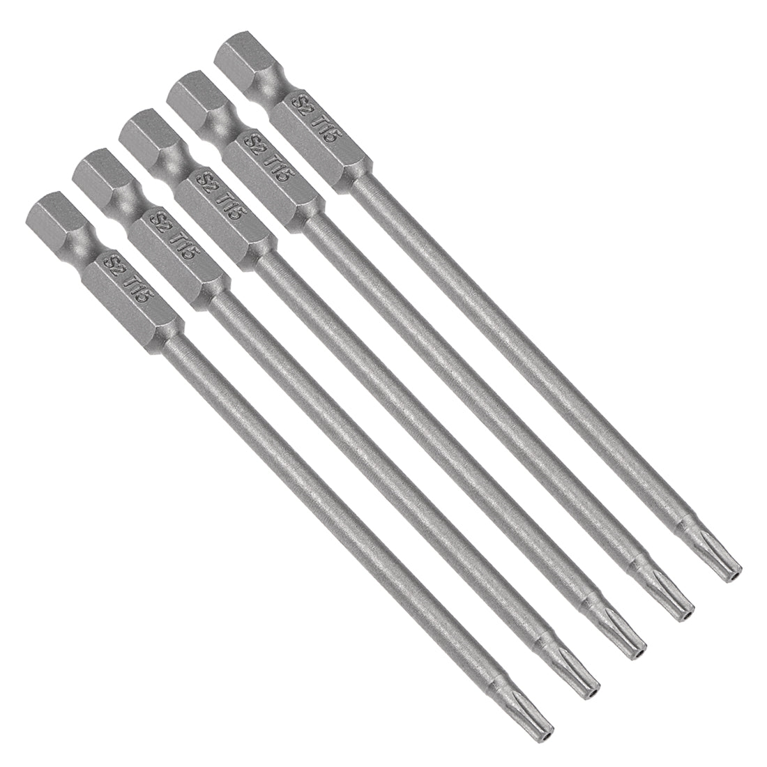 Harfington 5 Pcs 1/4" Hex Shank T15 Magnetic Security Torx Screwdriver Bits 100mm Length