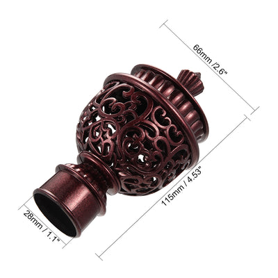 Harfington Uxcell Curtain Rod Cap Finials Plastic Vintage for 28mm Dia Rod Red 66 x 115mm 2 Pcs