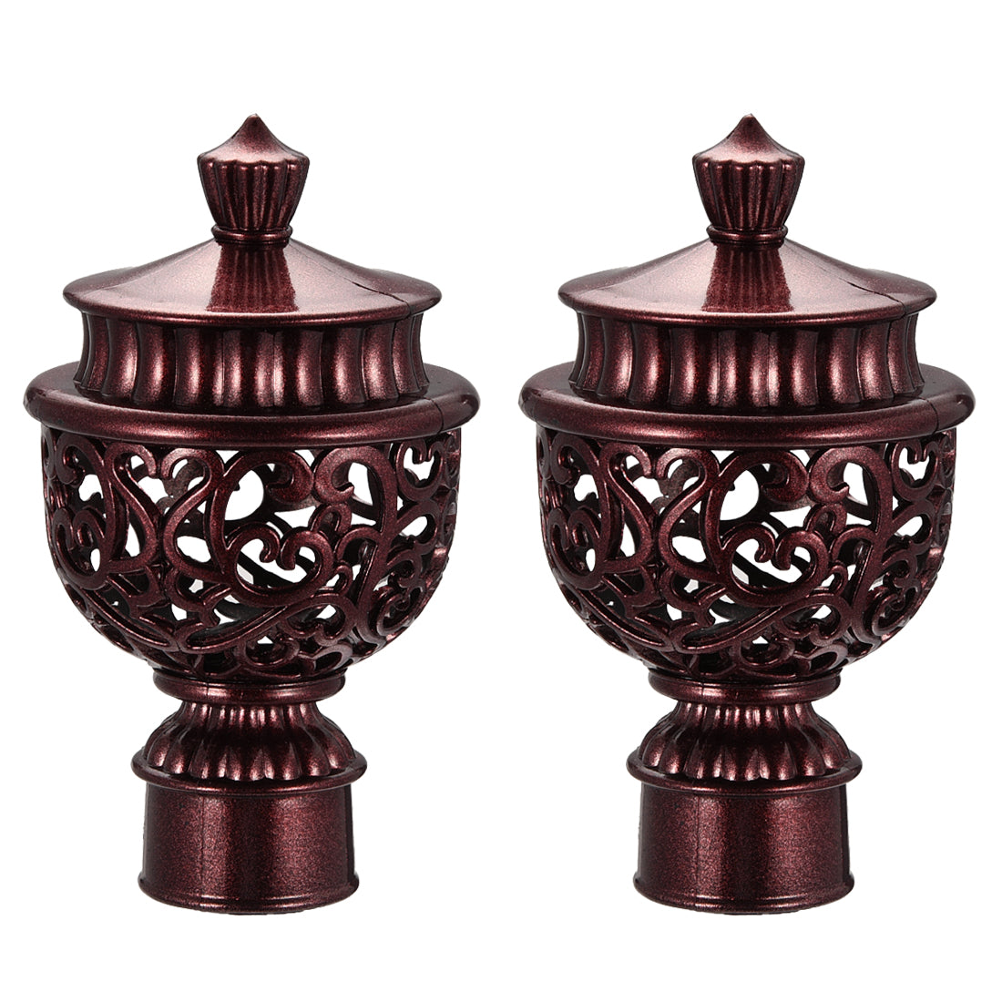 uxcell Uxcell Curtain Rod Cap Finials Plastic Vintage for 28mm Dia Rod Red 66 x 115mm 2 Pcs
