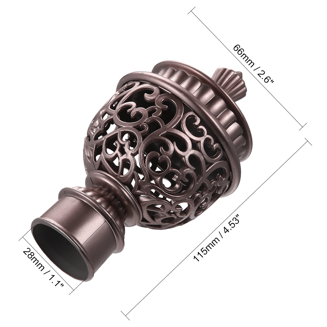 uxcell Uxcell Curtain Rod Cap Finials Plastic for 28mm Dia Rod Rose Gold Tone 66 x 115mm 4 Pcs