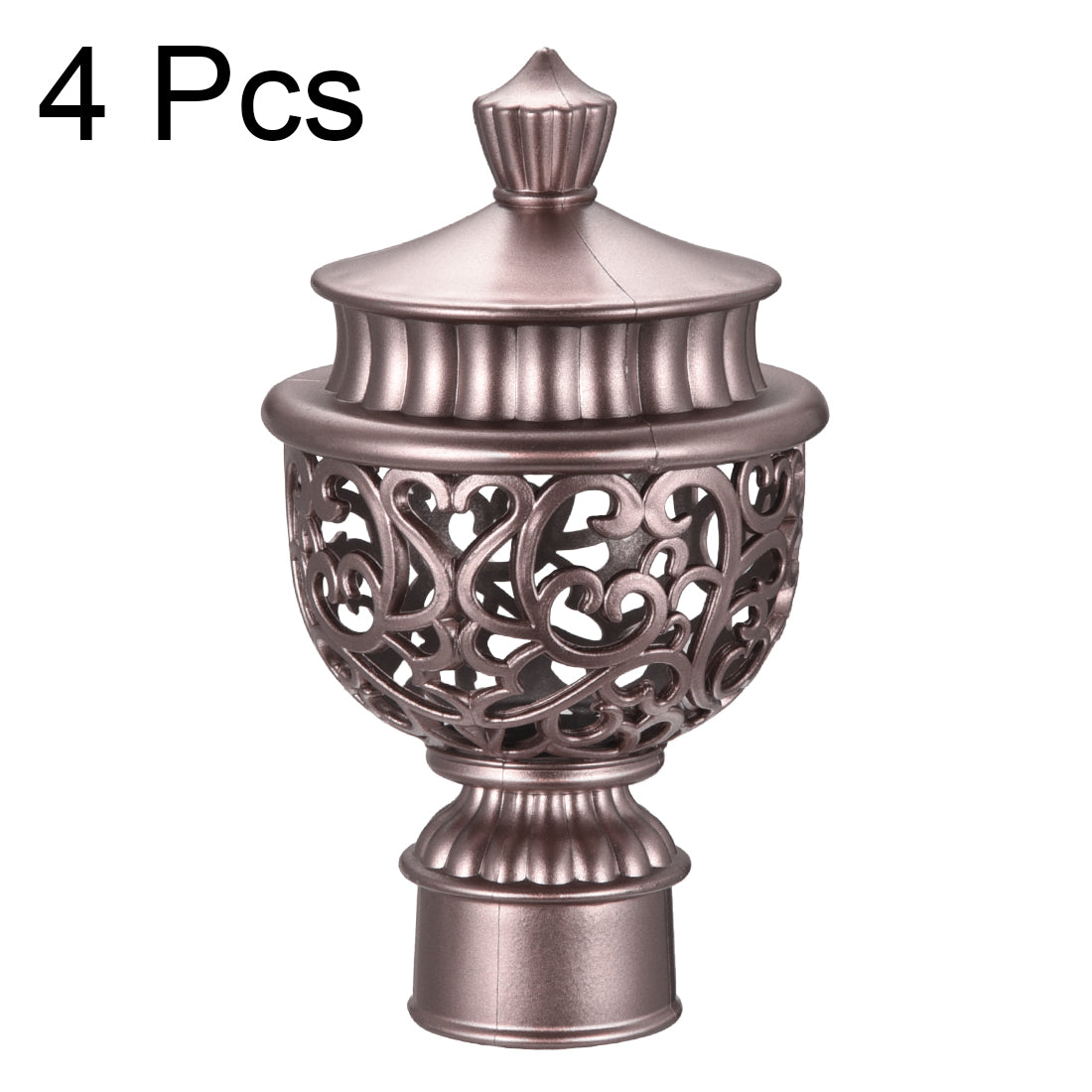 uxcell Uxcell Curtain Rod Cap Finials Plastic for 28mm Dia Rod Rose Gold Tone 66 x 115mm 4 Pcs