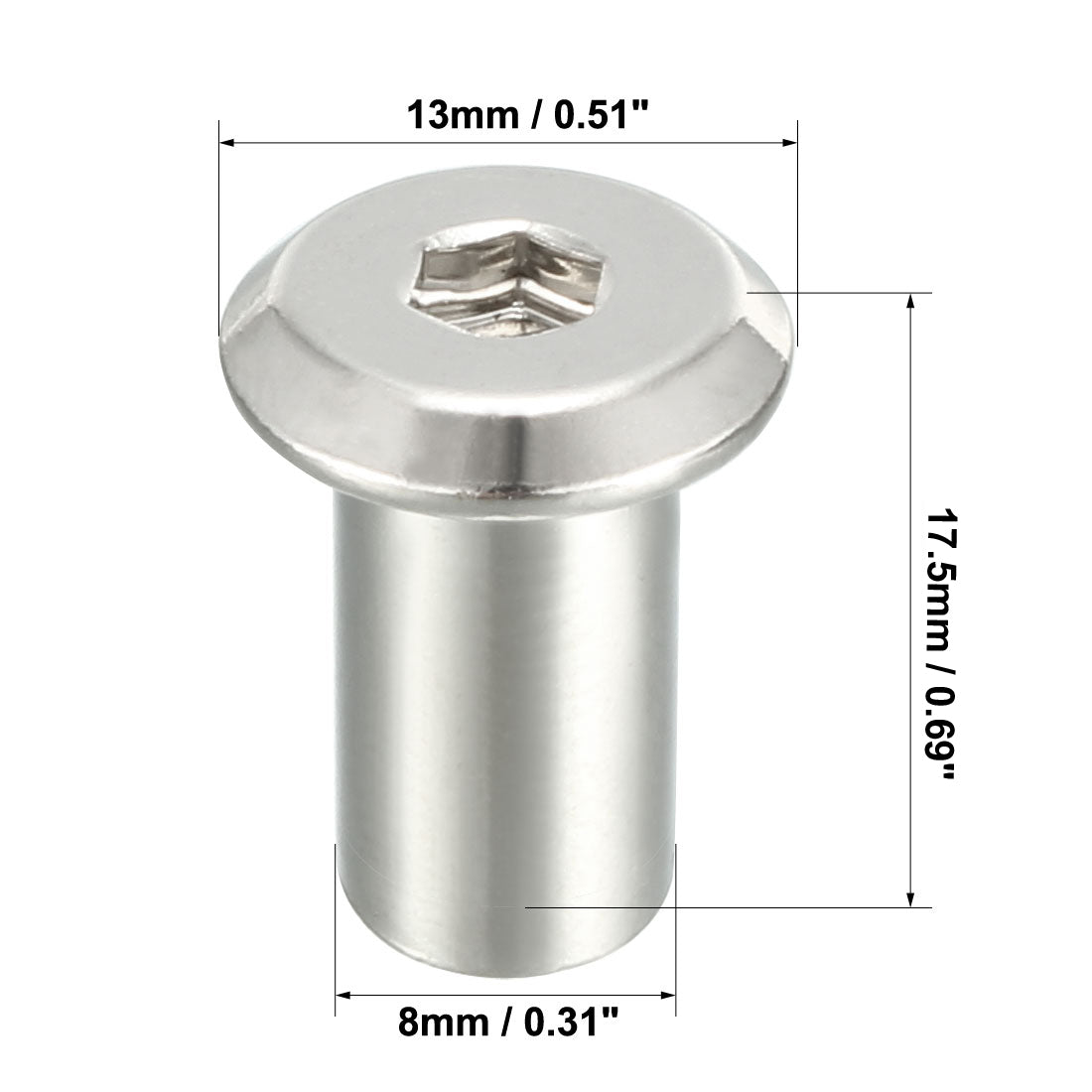 uxcell Uxcell M6x15mm Hex Socket Head Insert Nut Screw Post Sleeve Nut for Furniture 20pcs
