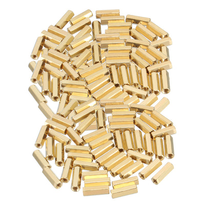 Harfington 150pcs Brass Straight PCB Pillar Female Thread Hex Standoff Spacer M3x5x14mm