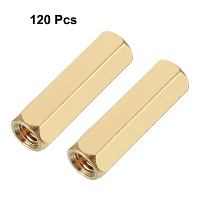 Harfington Uxcell 120pcs Brass Straight PCB Pillar Female Thread Hex Standoff Spacer M3x5x16mm
