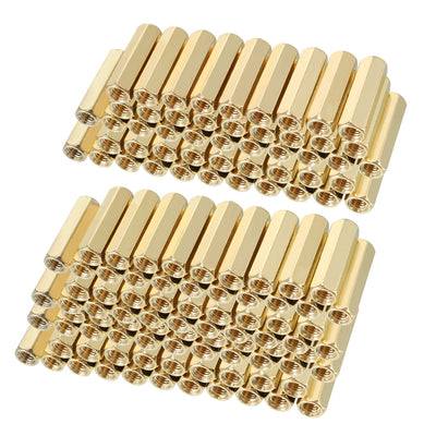 uxcell Uxcell 120pcs Brass Straight PCB Pillar Female Thread Hex Standoff Spacer M3x5x16mm