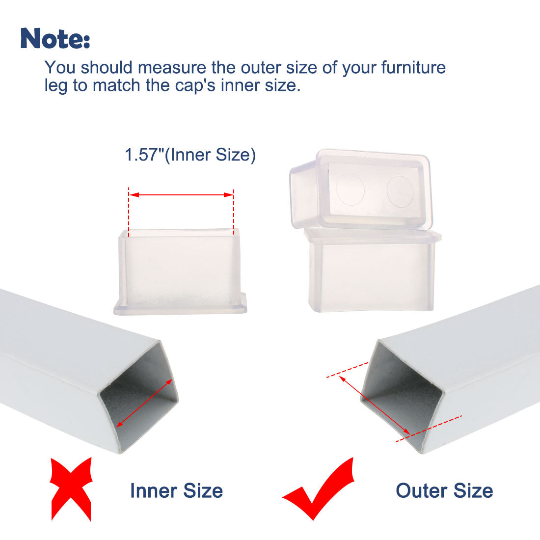 uxcell Uxcell Clear PVC Table Desk Leg Caps Feet Cover Furniture Slider Floor Protector 8pcs