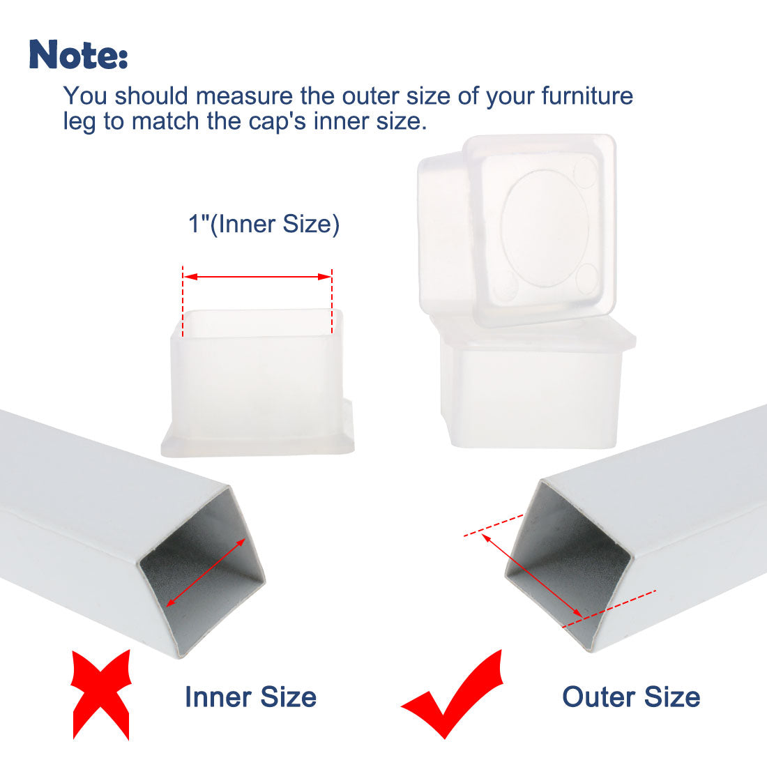 uxcell Uxcell Clear PVC Chair Leg Caps Pads Feet Cover Furniture Slider Floor Protector 4pcs
