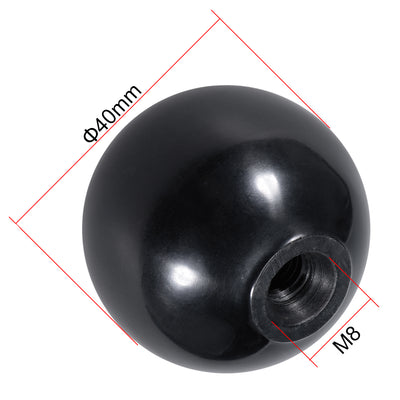 Harfington Uxcell 8 Pcs Thermoset Ball Knob M8 Female Thread Machine Handle 40mm Diameter Smooth Rim Black