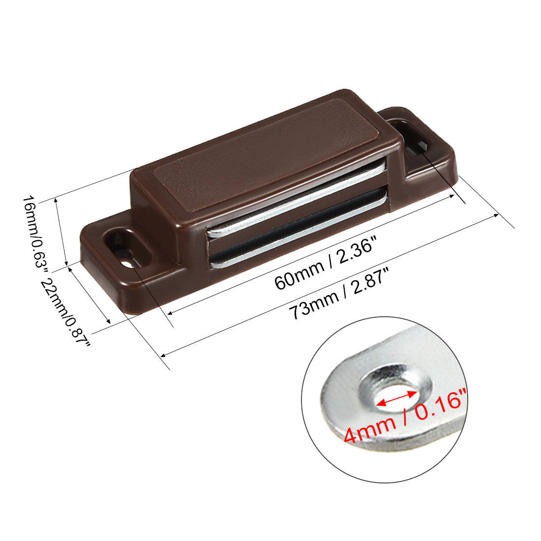 uxcell Uxcell 5Pcs Door Cabinet Magnetic Catch Magnet Latch Closure ABS Brown 73mm Length