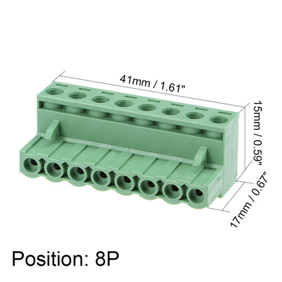 Harfington Plastic 2-8P Silver Tone Insert-In PCB Angle Terminal Blocks