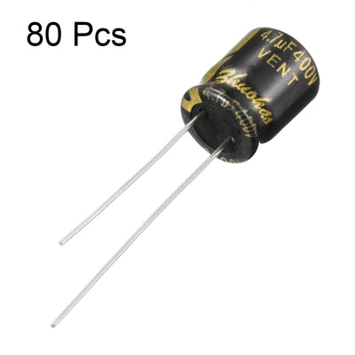 Harfington Uxcell Aluminum Radial Electrolytic Capacitor with 4.7uF 400V 105 Celsius Life 2000H 8 x 10 mm Black 80pcs