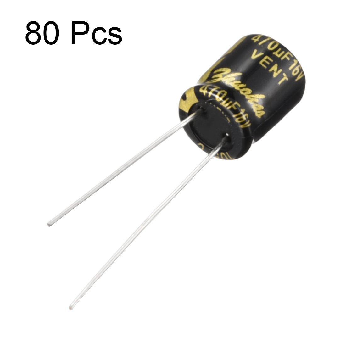 uxcell Uxcell Aluminum Radial Electrolytic Capacitor with 470uF 16V 105 Celsius Life 2000H 8 x 9 mm Black 80pcs