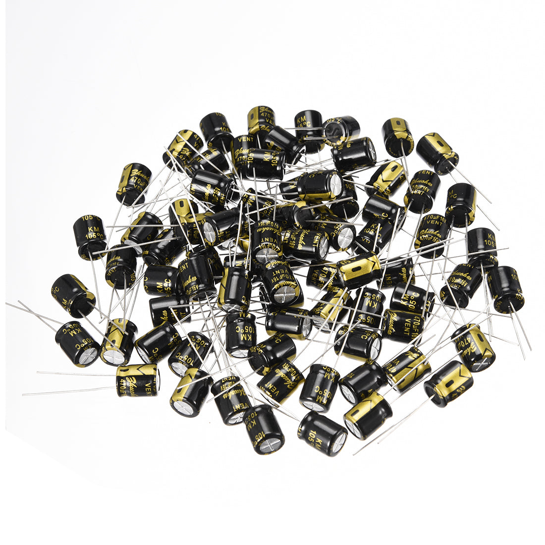 uxcell Uxcell Aluminum Radial Electrolytic Capacitor with 470uF 16V 105 Celsius Life 2000H 8 x 9 mm Black 80pcs