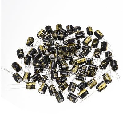 Harfington Uxcell Aluminum Radial Electrolytic Capacitor with 470uF 16V 105 Celsius Life 2000H 8 x 9 mm Black 80pcs
