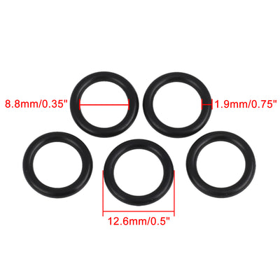 Harfington 5pcs Black 70 Rubber O-Ring Washer Sealing Gasket for 8.8 x 1.9mm