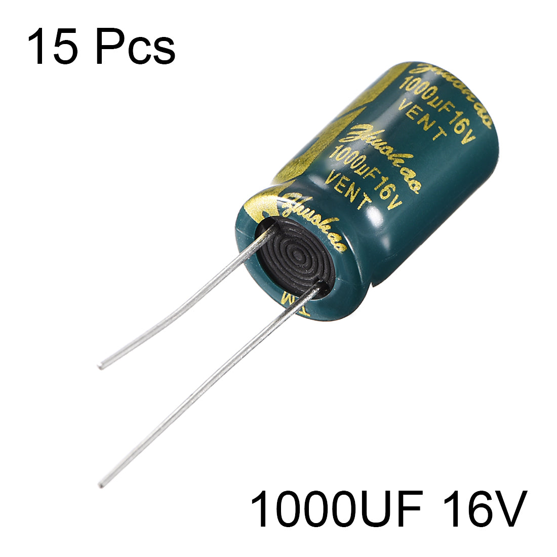 uxcell Uxcell Aluminum Radial Electrolytic Capacitor Low ESR Green with 1000UF 16V 105 Celsius Life 3000H 10 x 17 mm High Ripple Current,Low Impedance 15pcs