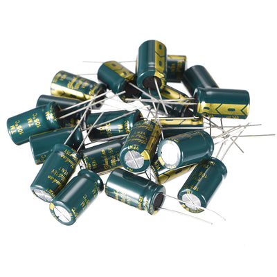 Harfington Uxcell Aluminum Radial Electrolytic Capacitor Low ESR Green with 1000UF 16V 105 Celsius Life 3000H 10 x 17 mm High Ripple Current,Low Impedance 20pcs