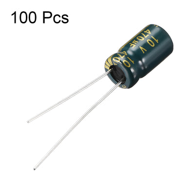 Harfington Uxcell Aluminum Radial Electrolytic Capacitor Low ESR Green with 470UF 10V 105 Celsius Life 3000H 6 x12 mm High Ripple Current,Low Impedance 100pcs