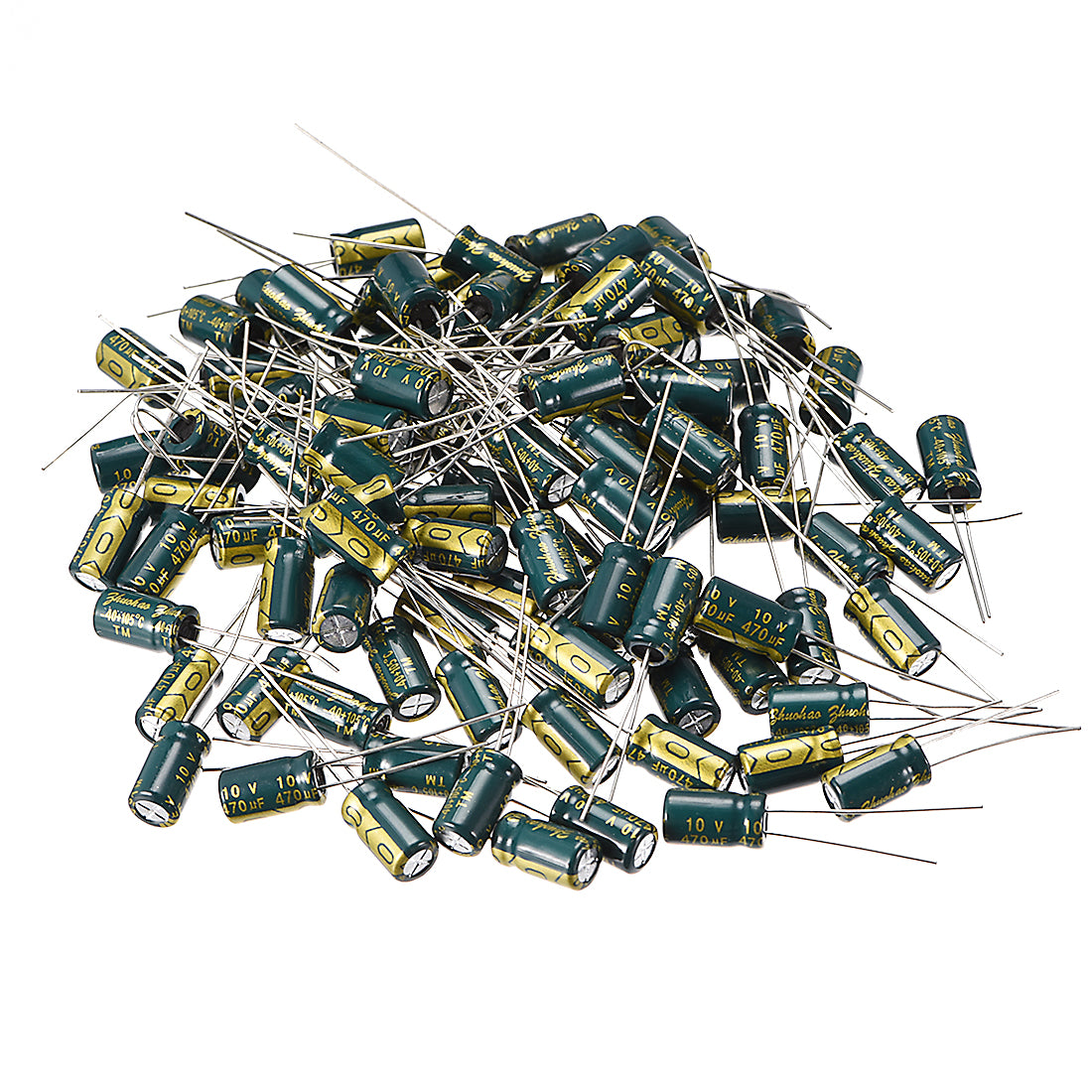 uxcell Uxcell Aluminum Radial Electrolytic Capacitor Low ESR Green with 470UF 10V 105 Celsius Life 3000H 6 x12 mm High Ripple Current,Low Impedance 100pcs