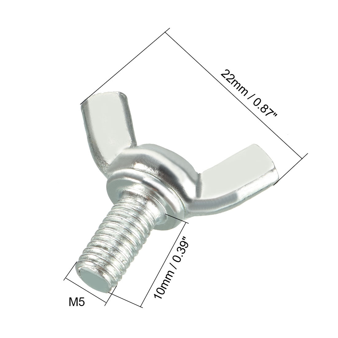 uxcell Uxcell Wingbolt Butterfly Wing Thumb Hand Screws Bolts M5x10mm 0.8mm Pitch Carbon Steel 20pcs