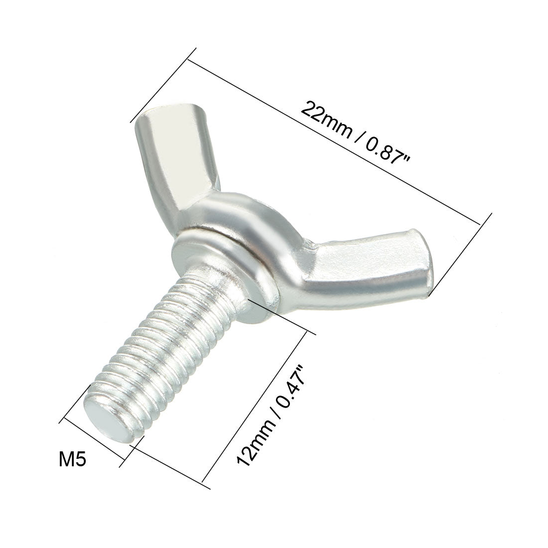 uxcell Uxcell Wingbolt Butterfly Wing Thumb Hand Screws Bolts M5x12mm 0.8mm Pitch Carbon Steel 10pcs