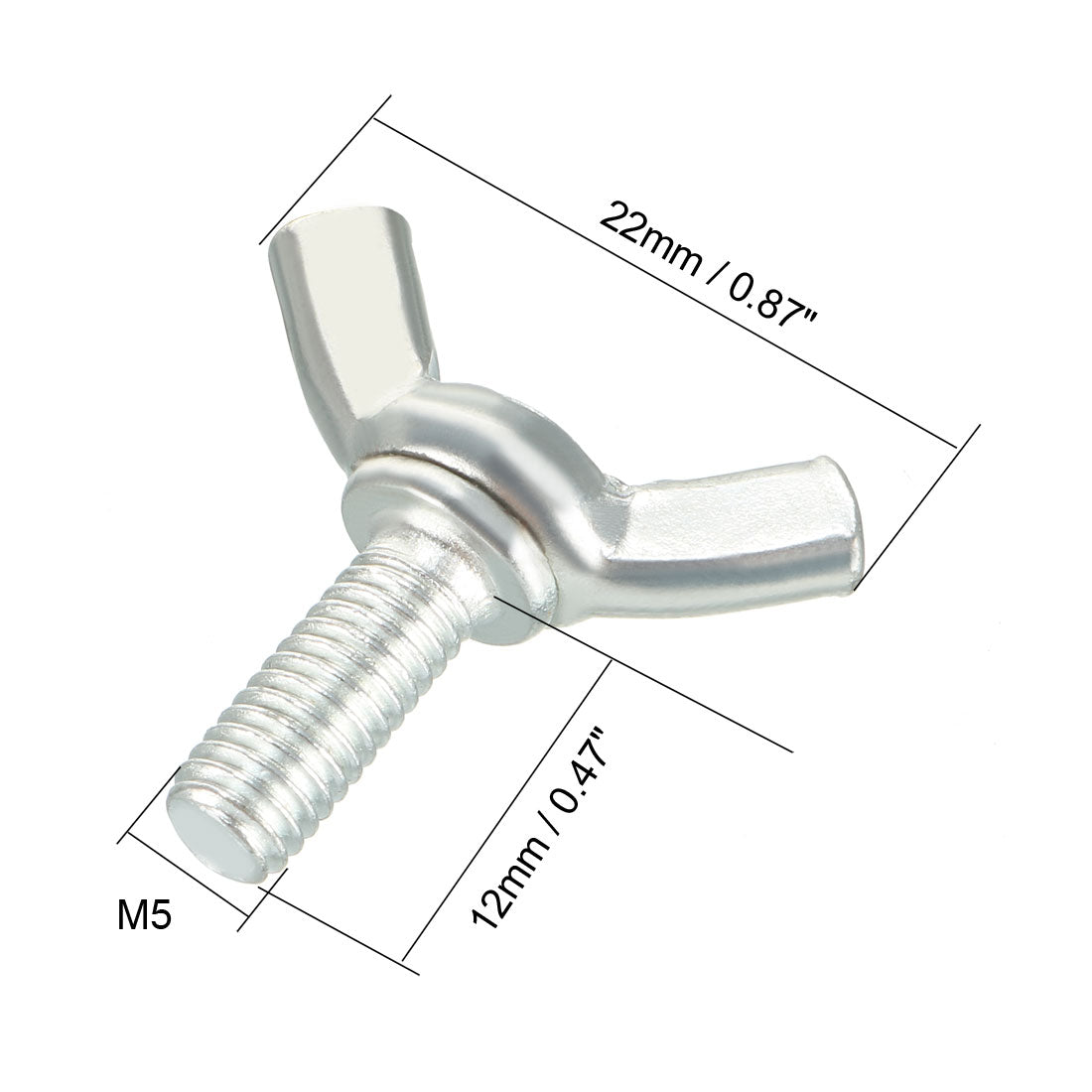uxcell Uxcell Wingbolt Butterfly Wing Thumb Hand Screws Bolts M5x12mm 0.8mm Pitch Carbon Steel 20pcs