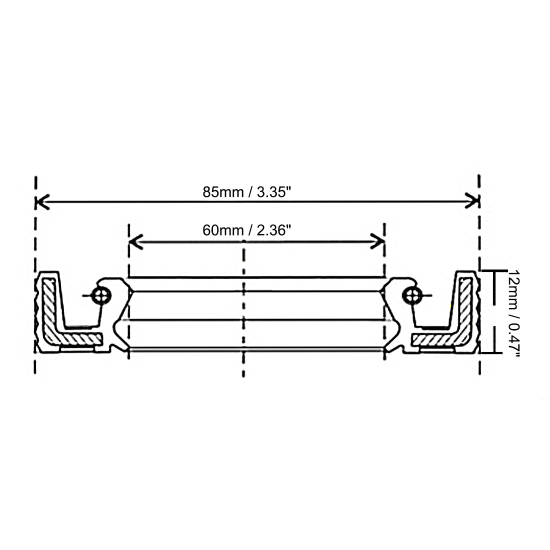 uxcell Uxcell Oil Seal, TC Inner, Nitrile Rubber Cover Double Lip