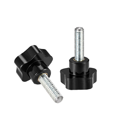 Harfington 2Pcs Star Knob Grip Male Thread  Steel Zinc Stud Black PP