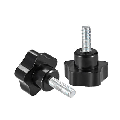 Harfington 2Pcs Star Knob Grip Male Thread  Steel Zinc Stud Black PP