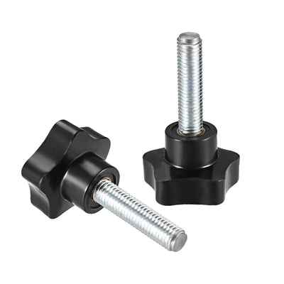 Harfington 2Pcs Star Knob Grip Male Thread  Steel Zinc Stud Black PP