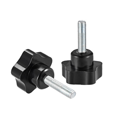 Harfington 2Pcs Star Knob Grip Male Thread  Steel Zinc Stud Black PP