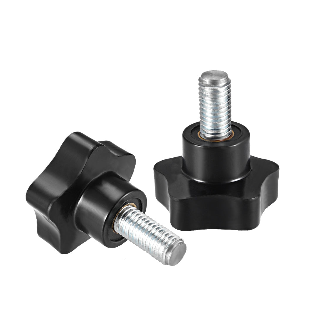 uxcell 2Pcs Star Knob Grip Male Thread  Steel Zinc Stud Black PP