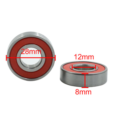Harfington Uxcell 2pcs 6001RS 12mm x 28mm x 8mm Double Sealed Deep Groove Ball Bearing for Vehicle
