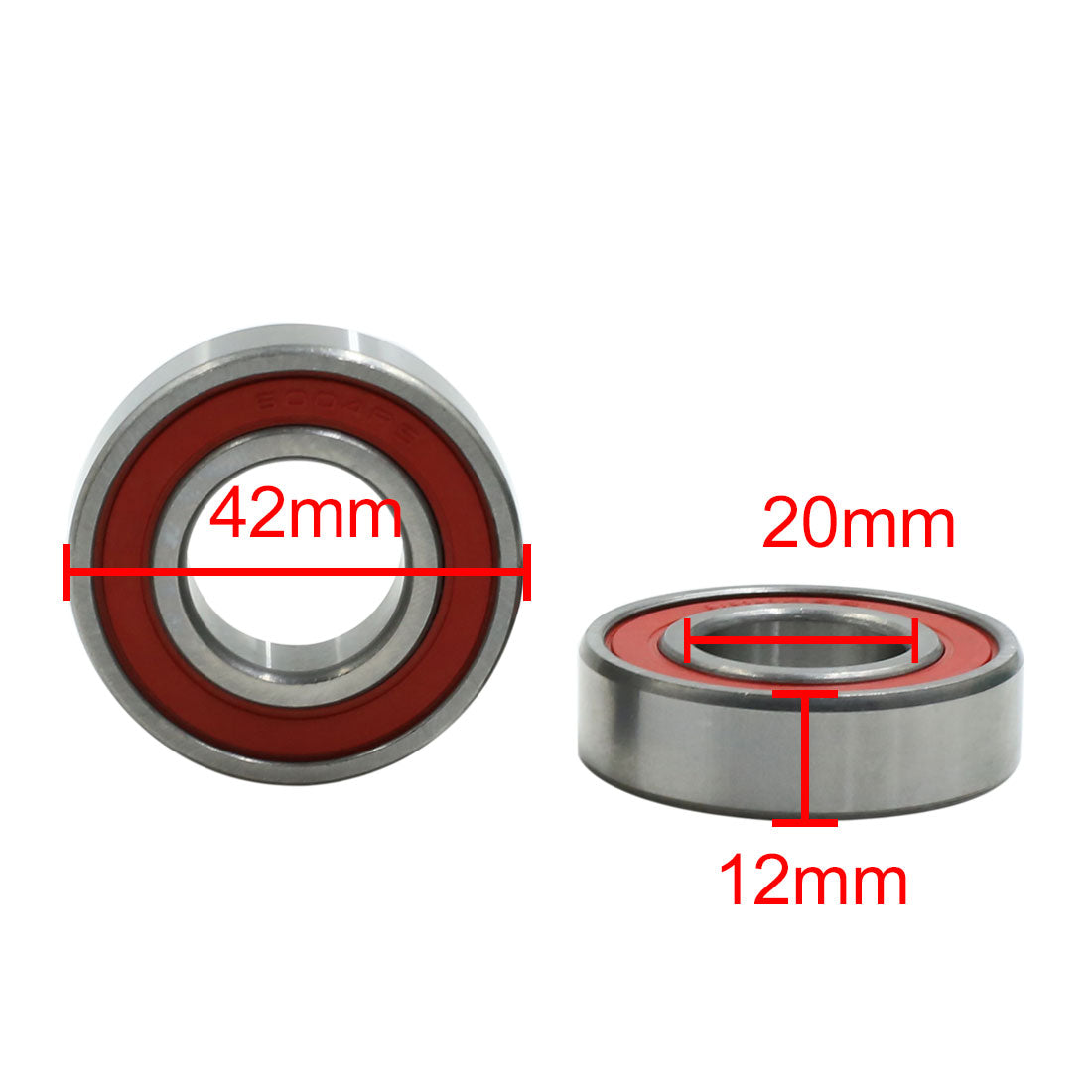 uxcell Uxcell 2pcs 6004RS 42mm x 20mm x 12mm Double Sealed Deep Groove Ball Bearing