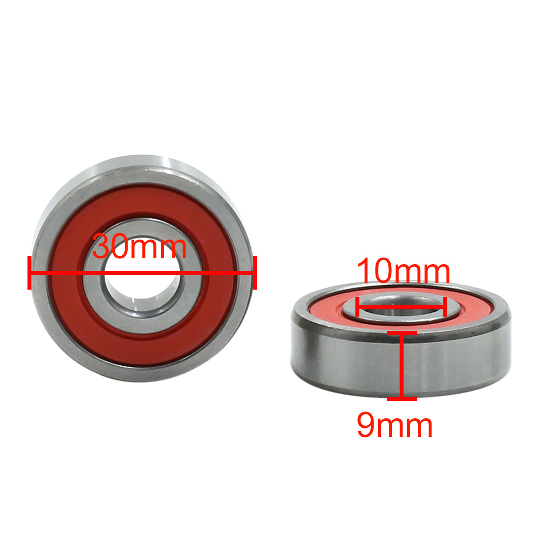 uxcell Uxcell 2pcs 6200RS 10mm x 30mm x 9mm Double Sealed Deep Groove Ball Bearing