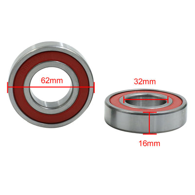 Harfington Uxcell 2pcs 6206RS 30x62x16mm Double Shielded Miniature Deep Groove Ball Bearings