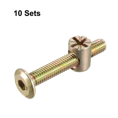 Harfington Uxcell M6x40mm Furniture Bolt Nut Set Hex Socket Screw with Barrel Nuts Phillips-Slotted Zinc Plated 10 Sets