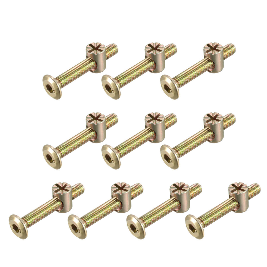uxcell Uxcell M6x40mm Furniture Bolt Nut Set Hex Socket Screw with Barrel Nuts Phillips-Slotted Zinc Plated 10 Sets