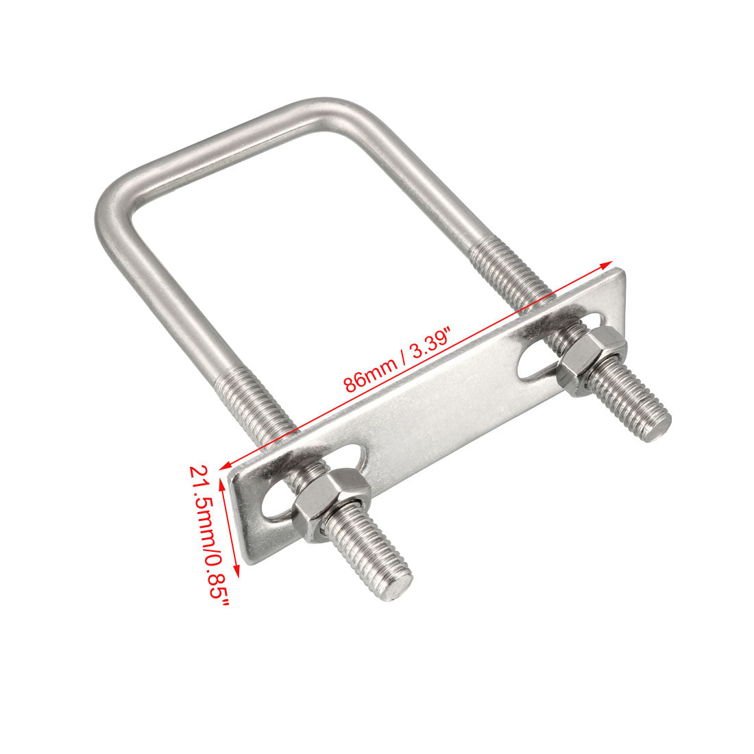 uxcell Uxcell Square U-Bolts M8 50mm Inner Width 304 Stainless Steel with Nuts Frame Straps 1pcs