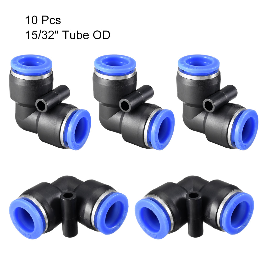 uxcell Uxcell Plastic Elbow Push to Connect Tube Fitting 12mm Tube OD Blue 10pcs