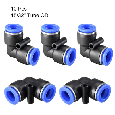 Harfington Uxcell Plastic Elbow Push to Connect Tube Fitting 12mm Tube OD Blue 10pcs