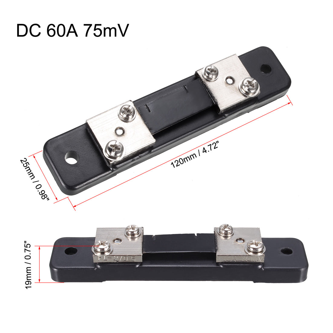 uxcell Uxcell Shunt Resistor 60A 75mV for DC Ammeter Panel Meter External FL-2 Shunt