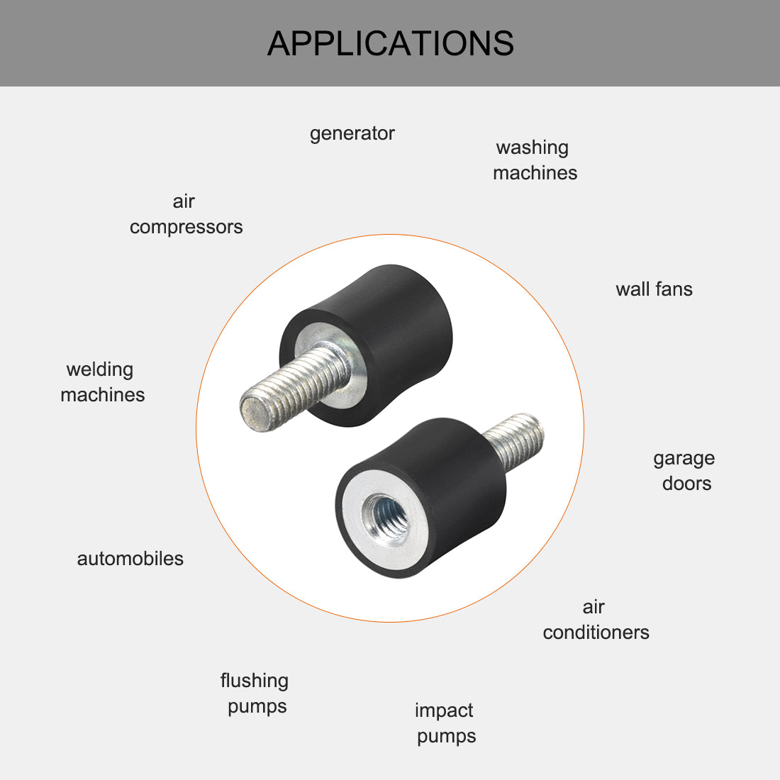 uxcell Uxcell M4 Thread Male Female Rubber Mounts,Vibration Isolators,10mm x 10mm 8pcs