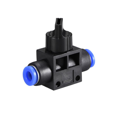 Harfington 6mm OD Pneumatic Air Flow Control Speed Valve Union Straight 5pcs