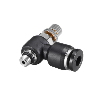 uxcell Uxcell Push-to-Connect Air Flow Control Valve, Elbow, 5/32" Tube OD x M5  Male Thread Speed controller Valve Tube fitting Black,5pcs