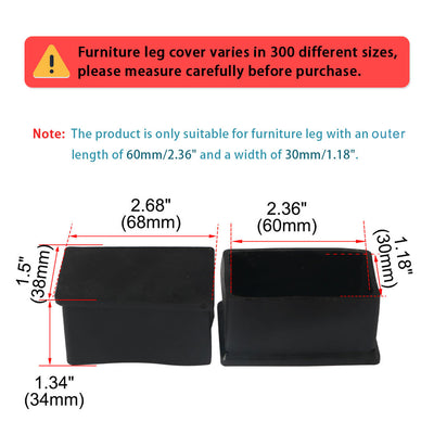 Harfington Uxcell PVC Chair Rectangle Leg Caps End Tip Pads Feet Cover Desk Floor Protector 12pcs