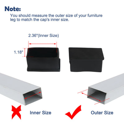 Harfington Uxcell PVC Chair Rectangle Leg Caps End Tip Pads Feet Cover Desk Floor Protector 12pcs