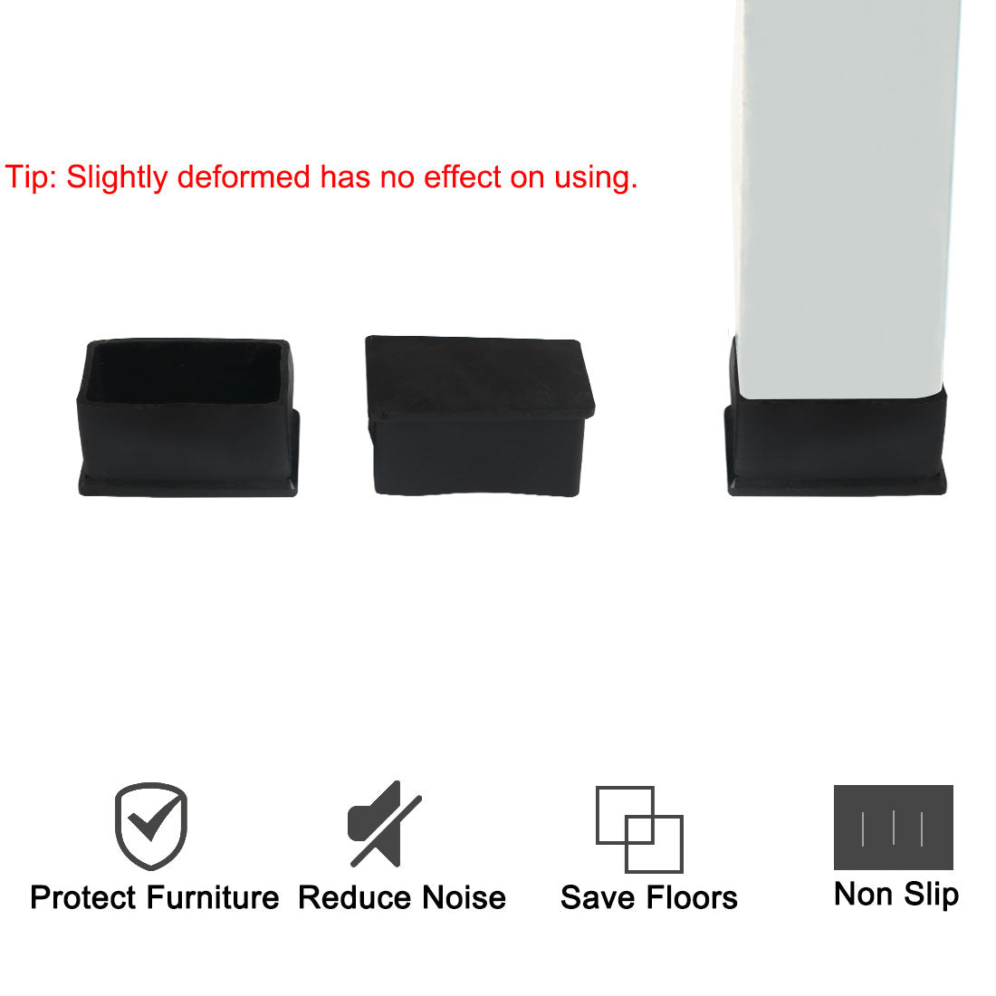 uxcell Uxcell PVC Chair Rectangle Leg Caps End Tip Pads Feet Cover Desk Floor Protector 12pcs